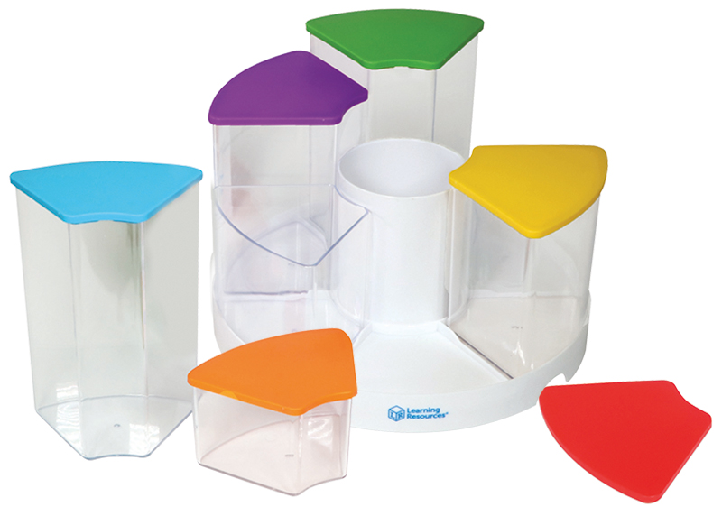Opbergpotjes - Learning Resources Create-a-Space See-Thru Spinning Bins - transparant - met dienblad - set van 14 assorti