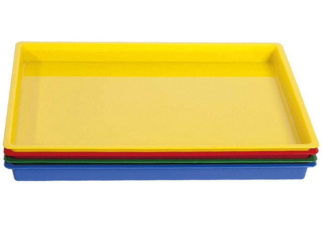 Bakje - schaal - 40 x 30 x 3 cm - plastic - set van 4 assorti
