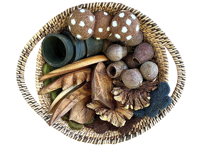 Loose parts - Papoose - nature - in mandje - set van 35