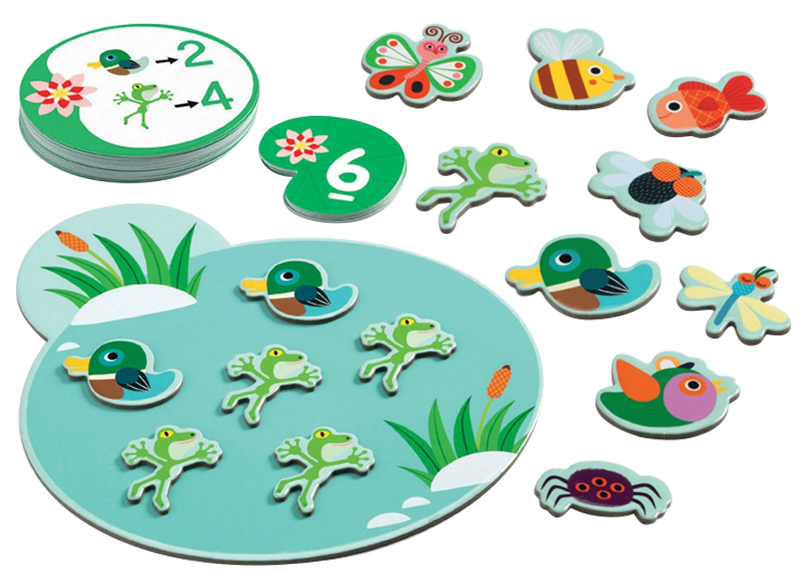 Rekenspel - Djeco - rondom de vijver - eendjes - kikkers - per spel