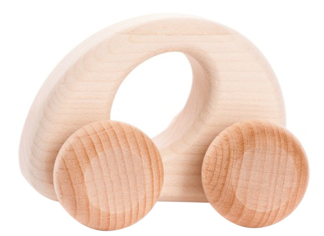 Eerste speelgoed - hout - ellipse wagentje