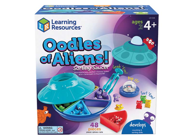 Spel - sorteerspel - Learning Resources Oodles of Aliens! Sorting Saucer - aliens sorteren - ufo - ruimteschip - kleur en vorm - per spel