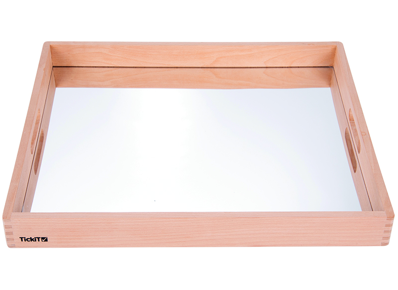 Speelbakken - tickit Wooden Mirror Tray - 50 x 43,5 cm - hout - met spiegel - per stuk