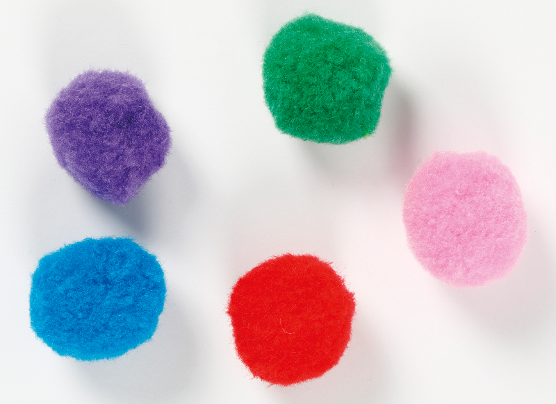 Pompons - opaak - effen - gekleurd - 5-40 mm - decoratie - set van 800 assorti