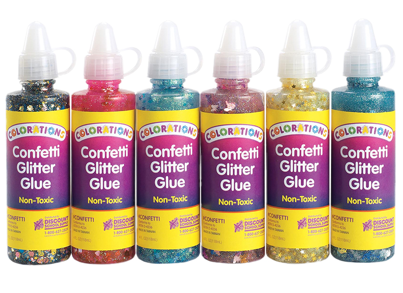 Lijm - glitterlijm - 118 ml - confetti - set van 6