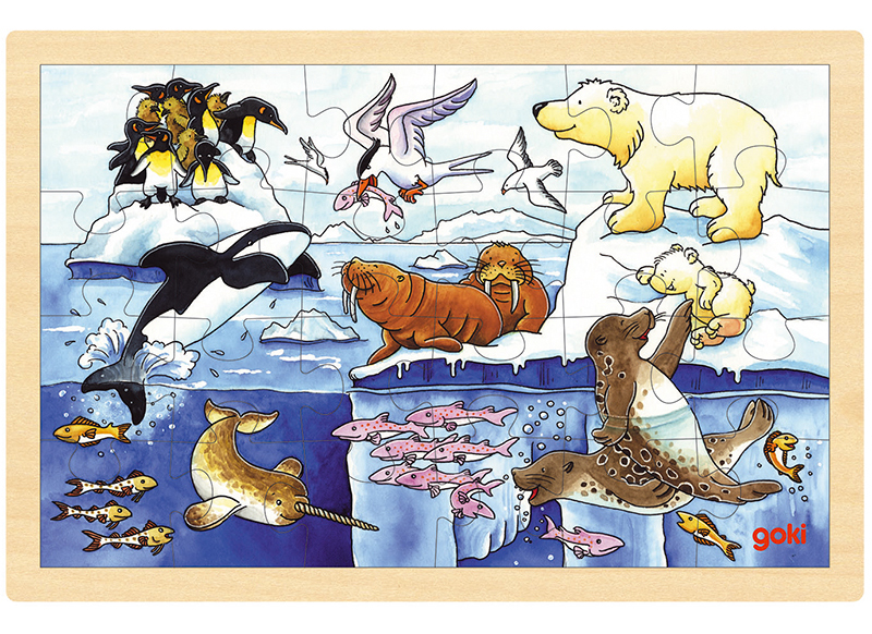 Themapuzzel - pooldieren - 24 stukjes - hout - per stuk