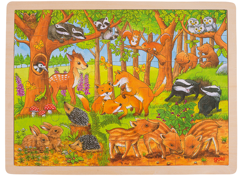 Puzzel - themapuzzel - Goki - bosdieren - 48 stukjes - hout - per stuk