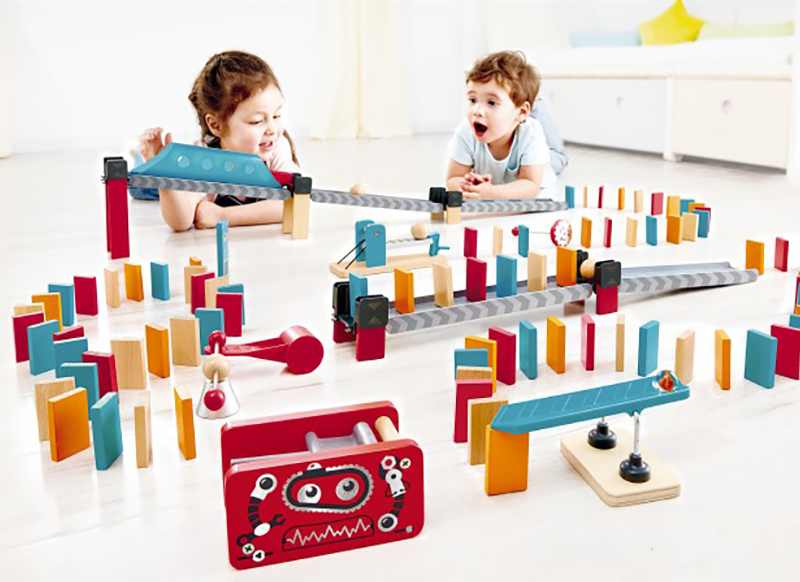 Bouwset - Hape - Dominospel - hout - set van 59 assorti
