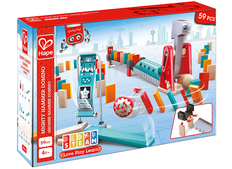 Bouwset - Hape - Dominospel - hout - set van 59 assorti