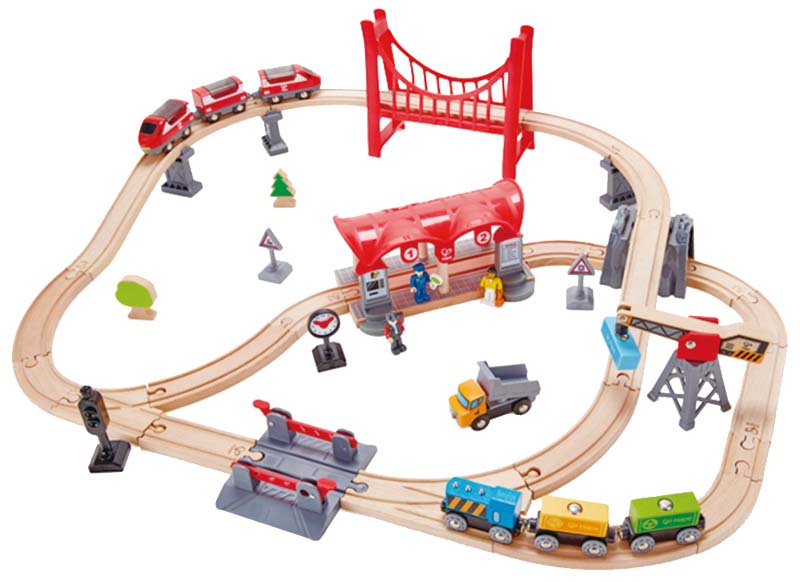 Speelgoed - trein - Hape Busy City Rail - spoorweg - station - trein - magnetisch - per set