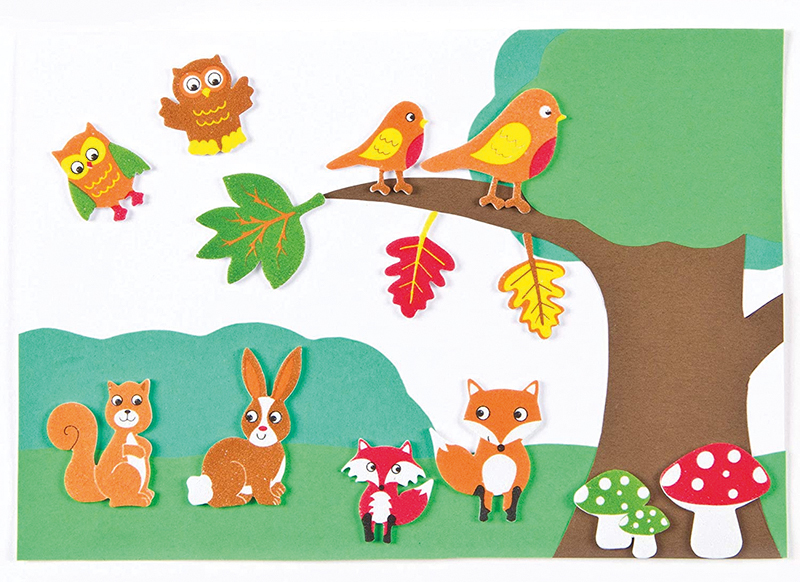 Stickers - foam - het bos - set van 100 assorti