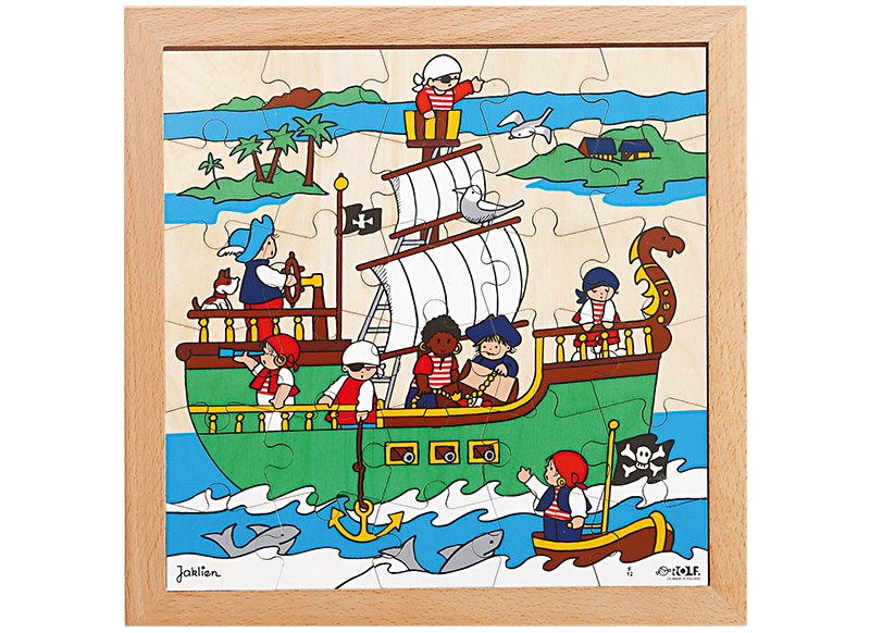 Themapuzzel - Rolf - ridders - piraten - 30 stukjes per puzzel - hout - set van 2 assorti