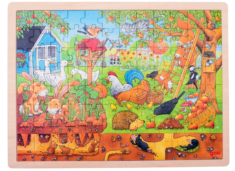 Puzzel - themapuzzel - Goki - de tuin - 96 stukjes - hout - per stuk