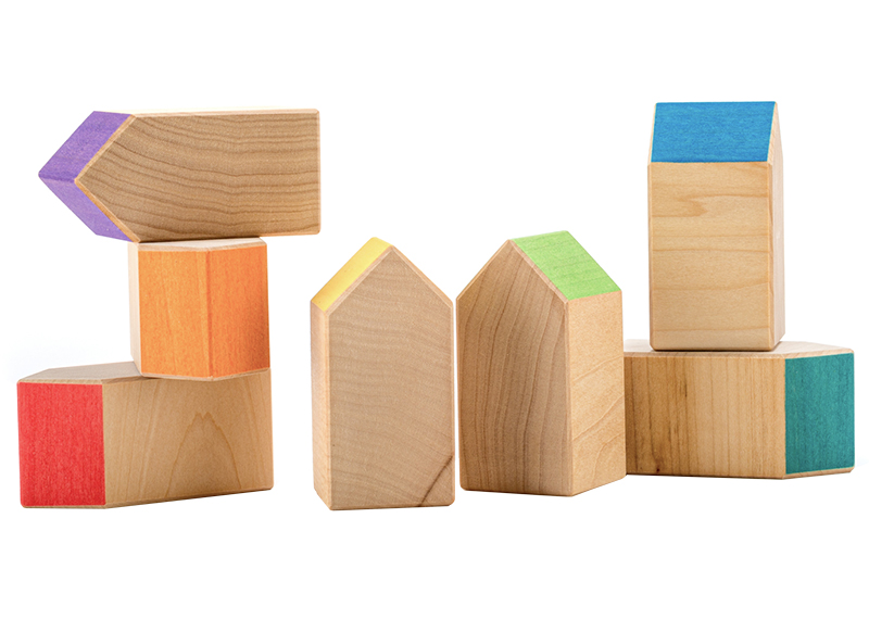 Open-ended - Ocamora - bouwset - huisjes - regenboog - hout - per set