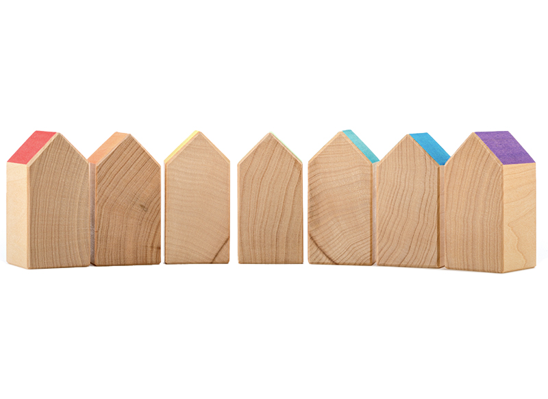 Open-ended - Ocamora - bouwset - huisjes - regenboog - hout - per set