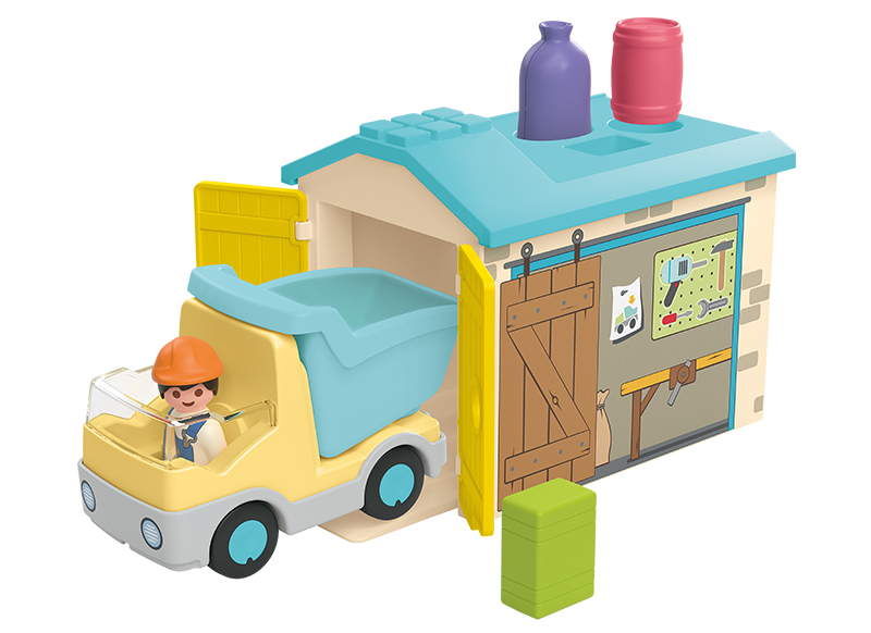 Speelsets - PLAYMOBIL Junior 71686 Ladingwagen met sorteer-garage - beroepen - set van 9