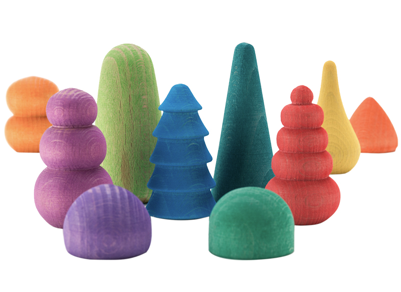 Open-ended - Ocamora - vormen - regenboog - hout - set van 10 assorti