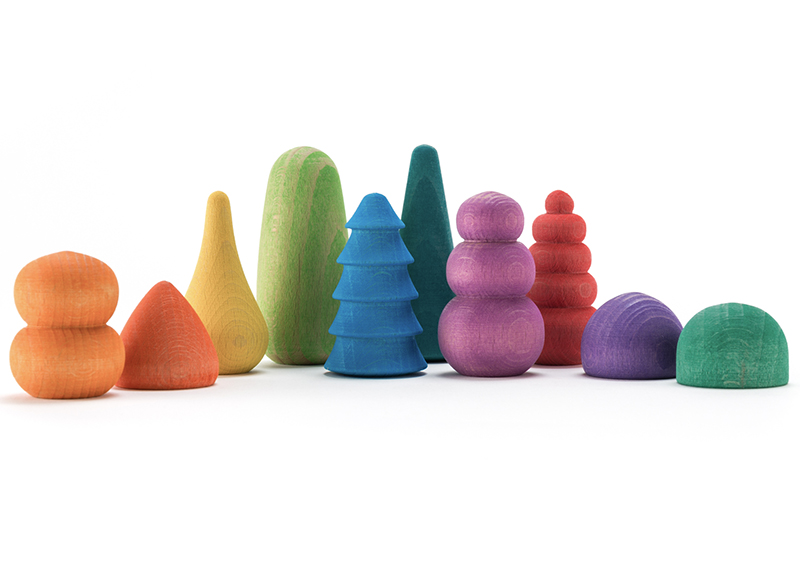 Open-ended - Ocamora - vormen - regenboog - hout - set van 10 assorti