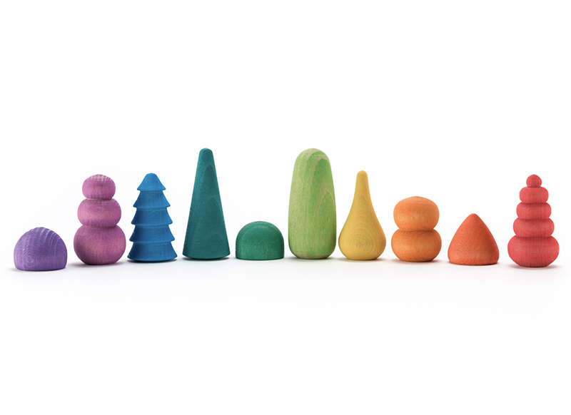 Open-ended - Ocamora - vormen - regenboog - hout - set van 10 assorti