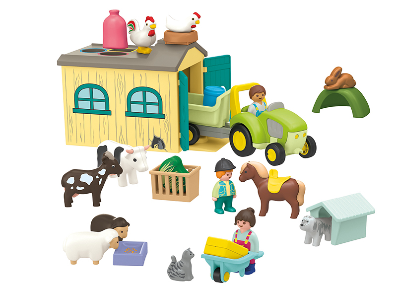 Speelsets - PLAYMOBIL Junior 71656 Boerderijavontuur met tractor, aanhanger en dieren vrienden - boerderij - set van 29