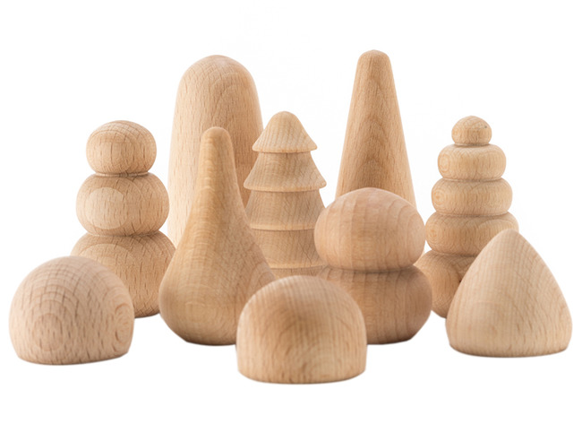 Bouwset - Ocamora - houten vormen - naturel - set van 10