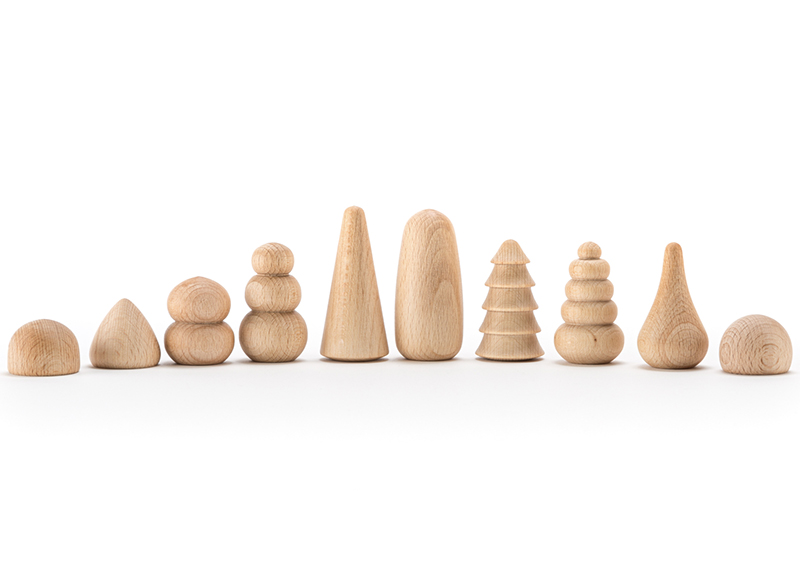 Open-ended - Ocamora - vormen - naturel - hout - set van 10 assorti
