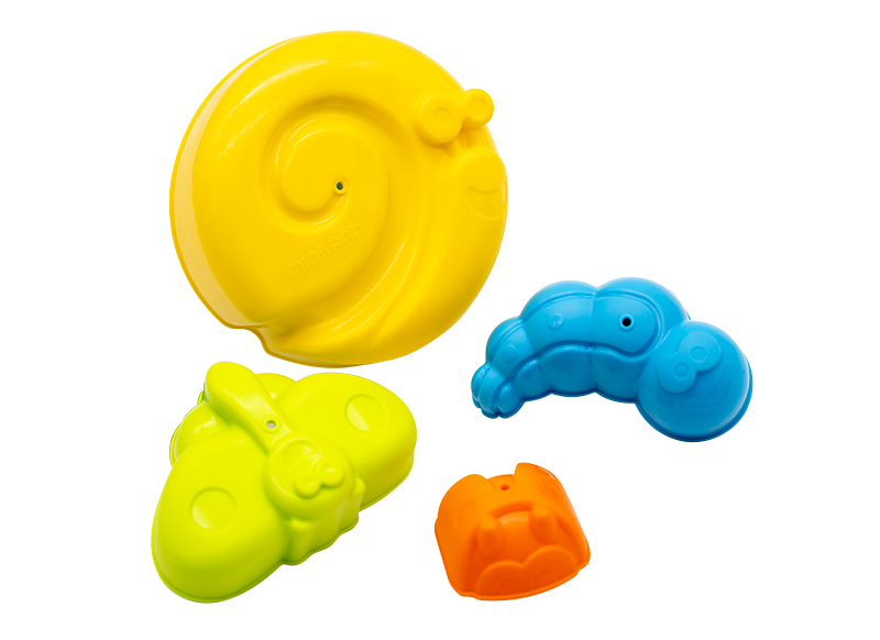Zand - zandset - Miniland - geovormen - slak, vlinder, worm, lieveheersbeestje - set van 4