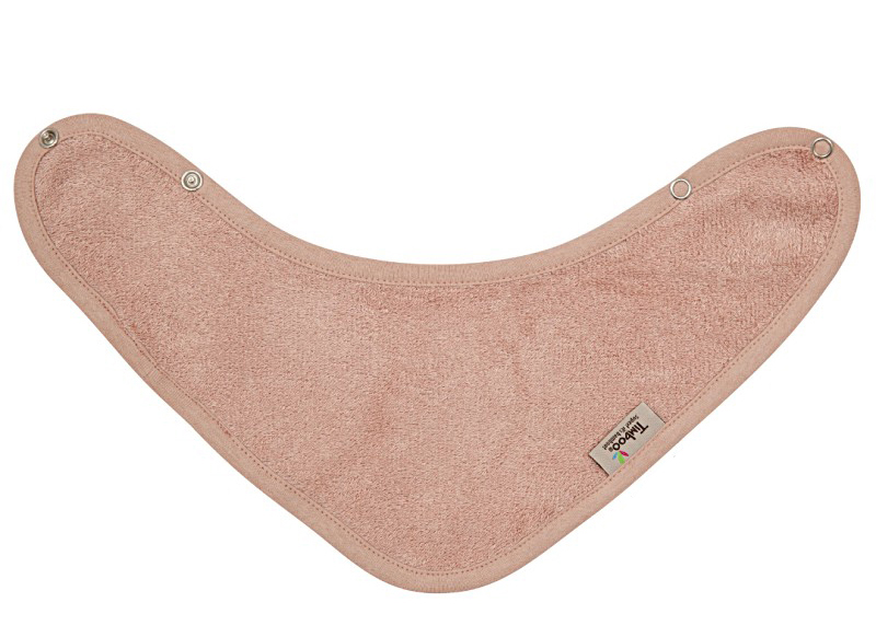 Slab - kwijlslab - Timboo - 36 x 20 cm - dubbel gelaagd - met drukknop - misty rose - per stuk