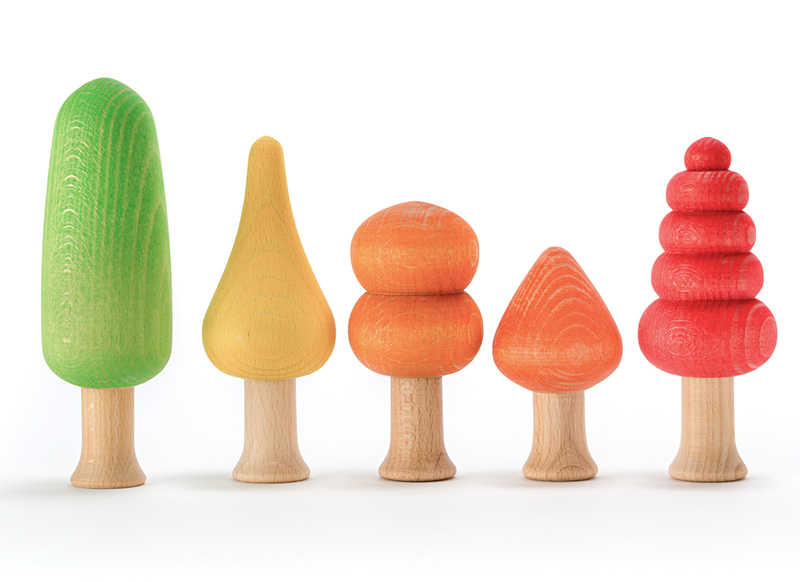 Open-ended - Ocamora - bomen - regenboog - hout - set van 10 assorti