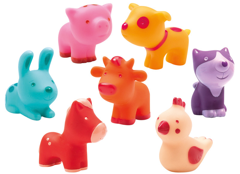 Eerste speelgoed - Djeco - soft boerderijdiertjes - set van 7