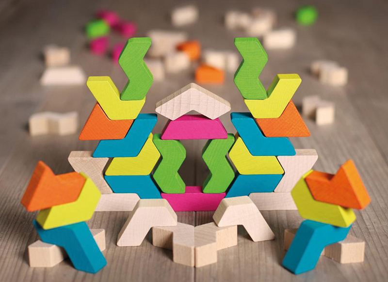 Bouwset - blokken - hout - geoblokken - set van 60