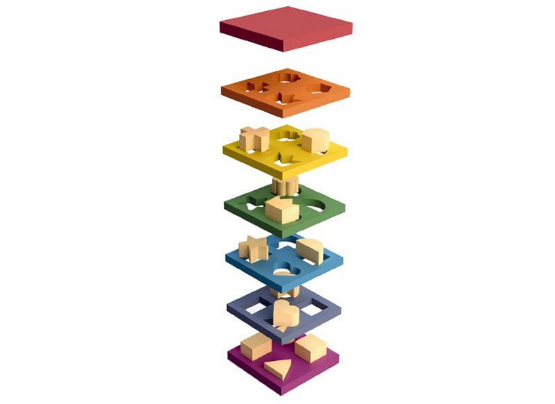 Puzzel - tickit Rainbow Wooden Shape Stacker - regenboog - hout - gekleurd - set van 19