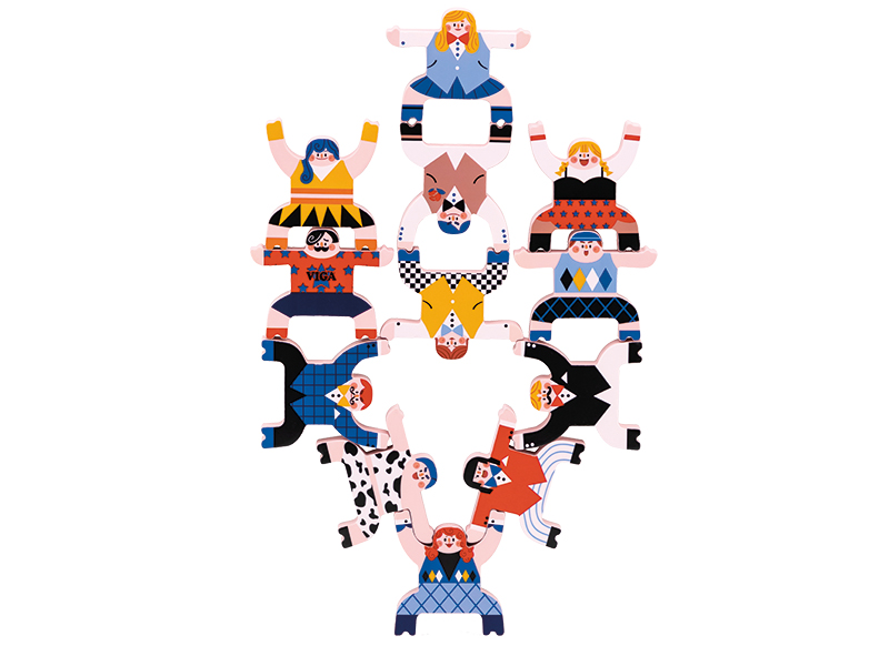 Bouwset - Viga - stapelblokken - Circus - set van 12
