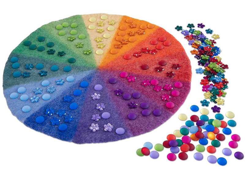 Loose parts - vilt - regenboog sorteermat - per set