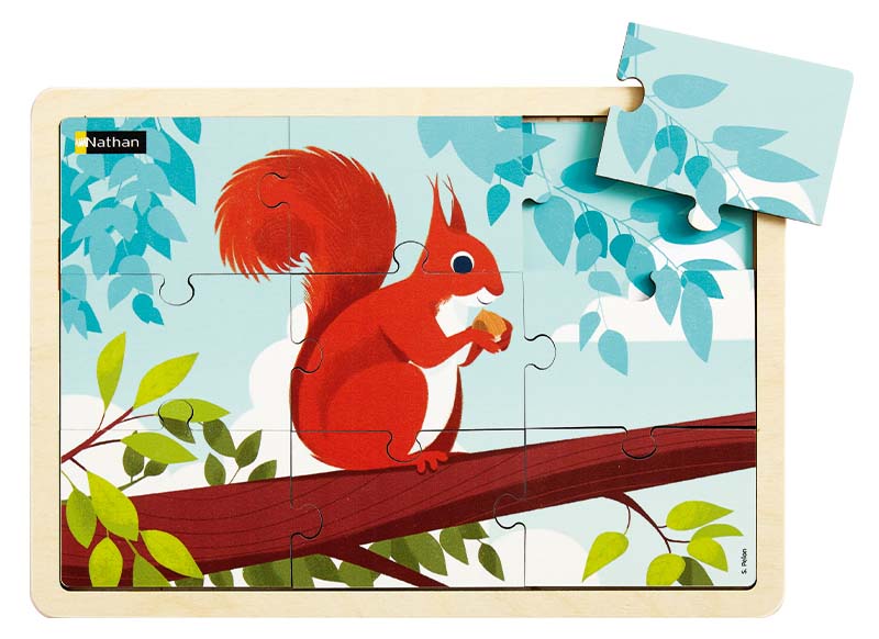Puzzel - themapuzzel - de eekhoorn - 9 stukjes - hout - per stuk