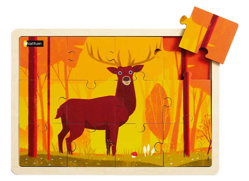 Puzzel - themapuzzel - het hert - 12 stukjes - hout - per stuk
