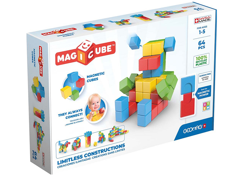 Bouwset - Geomag Magicube Full Color Recycled Crystal - magnetisch - set van 64
