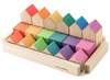 Bouwset - Ocamora - houten huisjes en blokken - regenboog - set van 18