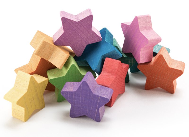 Open-ended - Ocamora - sterren - regenboog - hout - set van 12 assorti