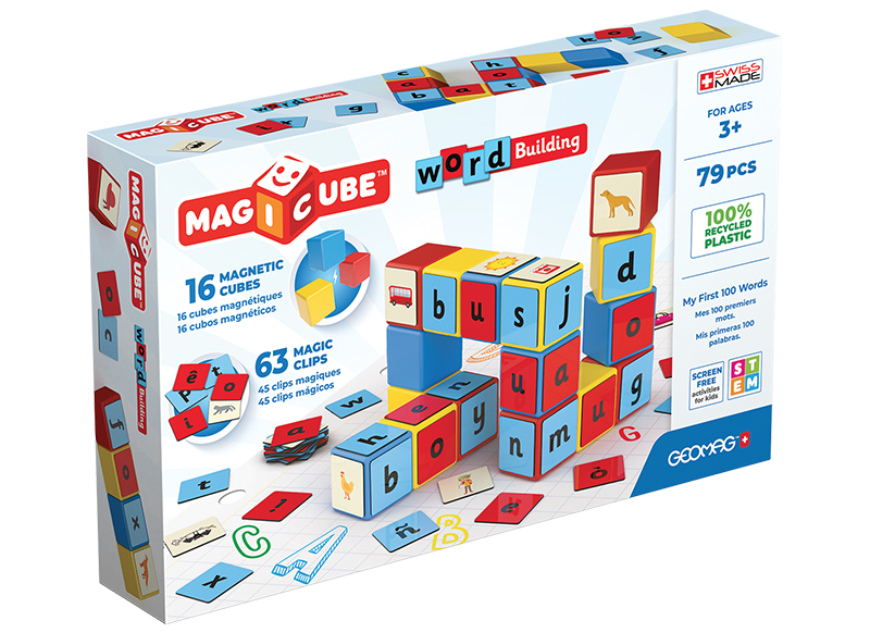 Bouwset - Geomag Magicube Word Building Recycled Clips - magnetisch - set van 79