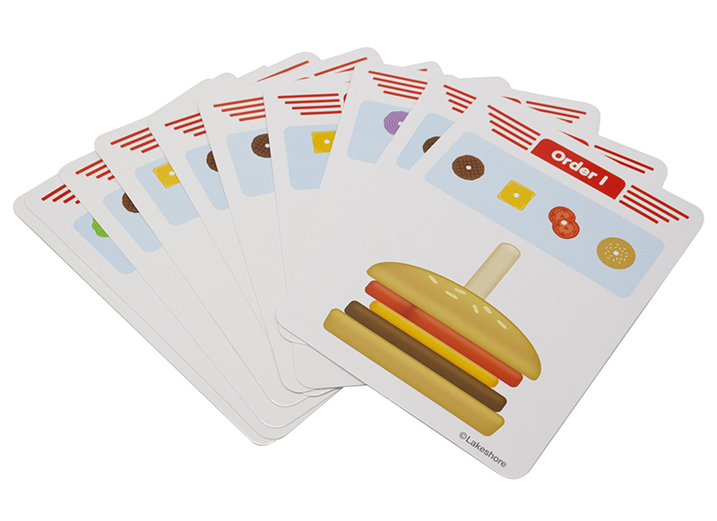 Kleur en vorm - nabouwen - Lakeshore Learning - Create-A-Burger Sequencing Stacker - hamburgers - per spel
