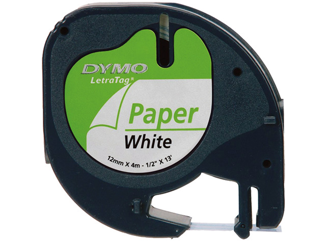 Etiketeren - letratag - tape papier - wit 12mmx4m - dymo - per stuk
