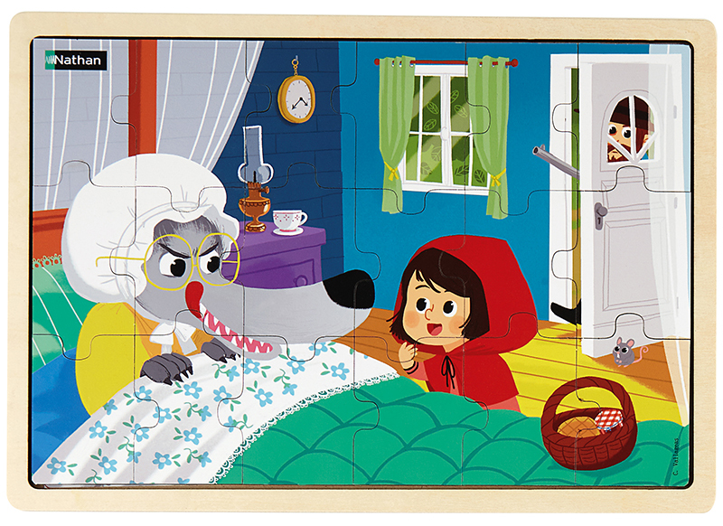 Puzzel - themapuzzel - Nathan - roodkapje - 18 stukjes - hout - per stuk