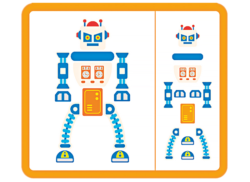 Fijne motoriek - hamertje tik - robots - 45 vormen - per set