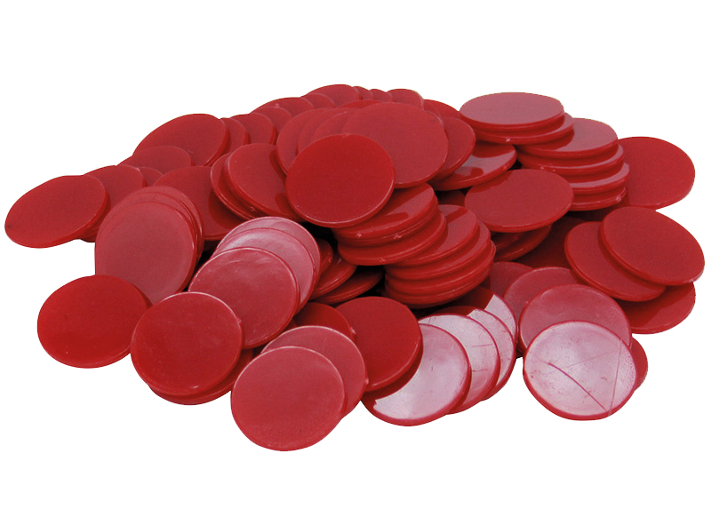 Rekenschijfjes - tellen en sorteren - 1,8 cm diameter - rood - set van 100