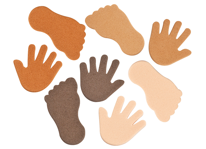 Stickers - foam - handen en voeten - huidskleur - set van 200 assorti