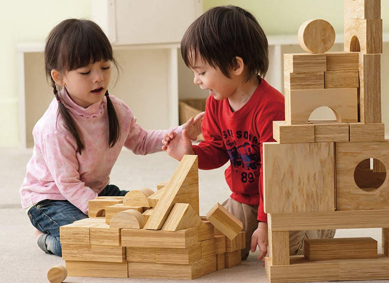 Bouwset - blokken - Weplay - houtlook - foam - set van 68