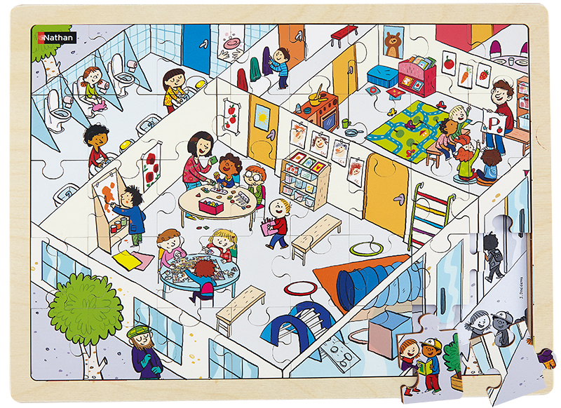 Themapuzzel - Nathan - school - 40 stukjes - hout - per stuk