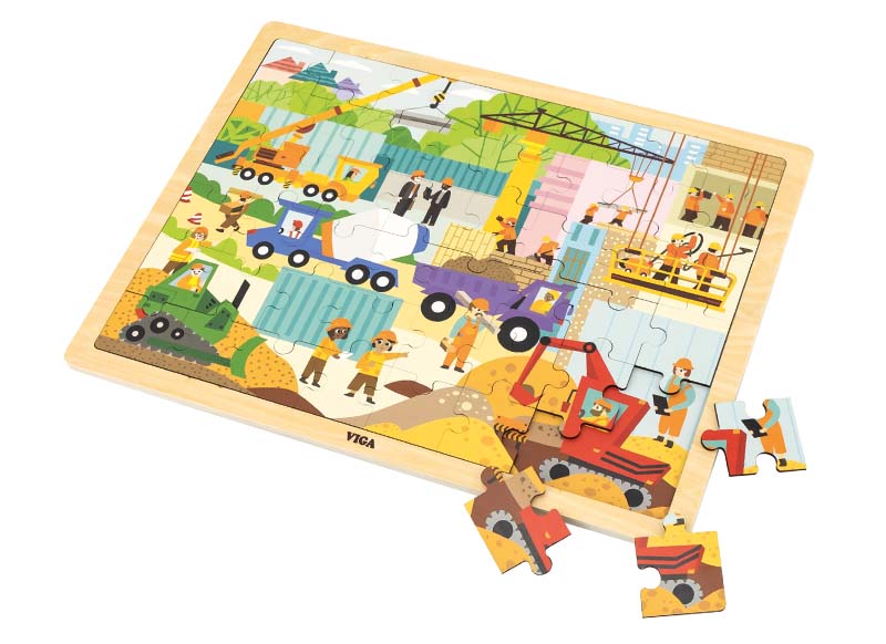 Themapuzzel - bouwzone - 48 stukjes - hout - per stuk