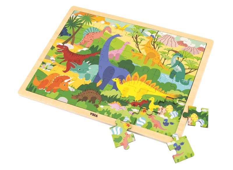 Puzzel - themapuzzel - Viga - dinosauruswereld - 48 stukjes - hout - per stuk